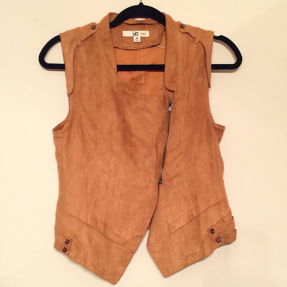 Ya Los Angeles Brown Suede Vest Zipper & Studs